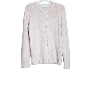 Vintage Tan Oatmeal Knit Button Front Soft Cardigan Sweater Women's Size Medium